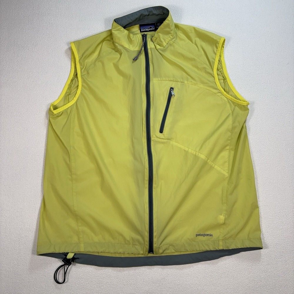 Patagonia Hudini Lightweight Nylon Vest Men's XL Yellow Full Zip Pocket Outdoor